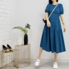 Francés minimalista 360 grados look flaco blanco pajón azul reducción de edad cintura alta lazy vestido mujeres verano details Picture